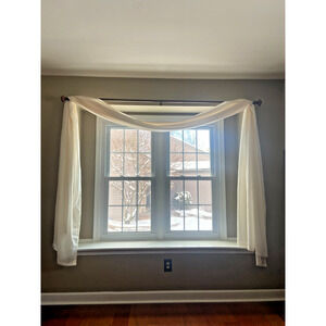 JcPenney Home 36ft Long Beige Sheer Window Scarf Valance Topper